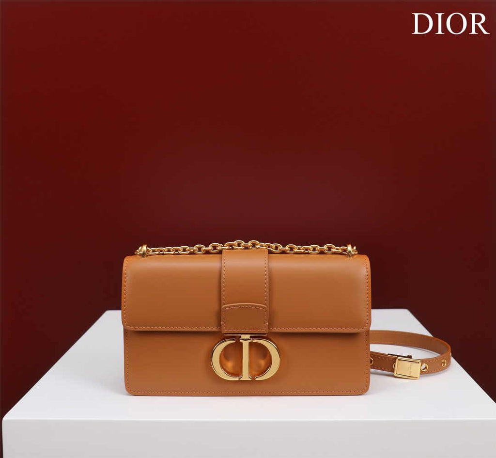 Dior 30 Montaigne East-West Bag with Chain M9334 Brown Calfskin - Default Title - View 1