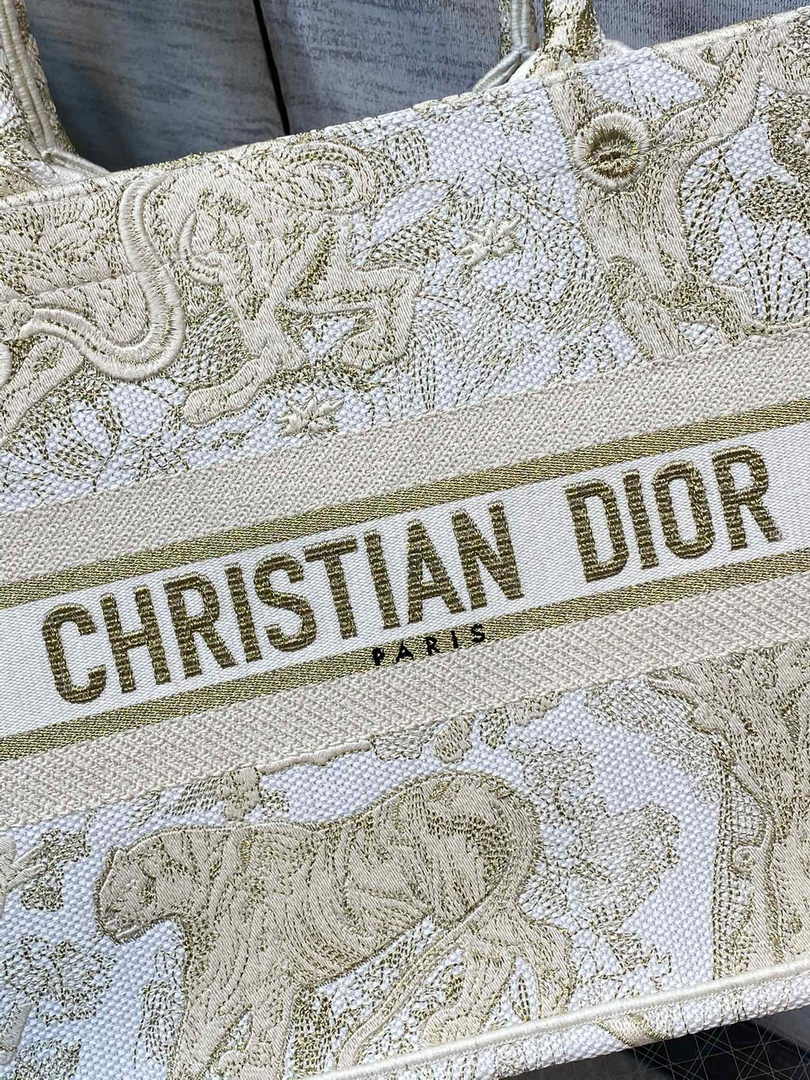 Medium Dior Book Tote M1296 Gold Toile de Jouy Embroidery - Default Title - View 7