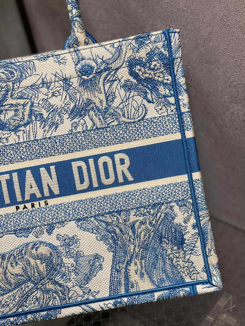 Medium Dior Book Tote M1296 Blue Toile de Jouy Embroidery - Default Title - View 8