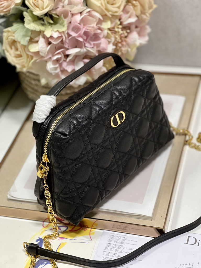 Dior Caro D-Cosy Mini Bag S2169 Black Supple Cannage Calfskin - Default Title - View 2