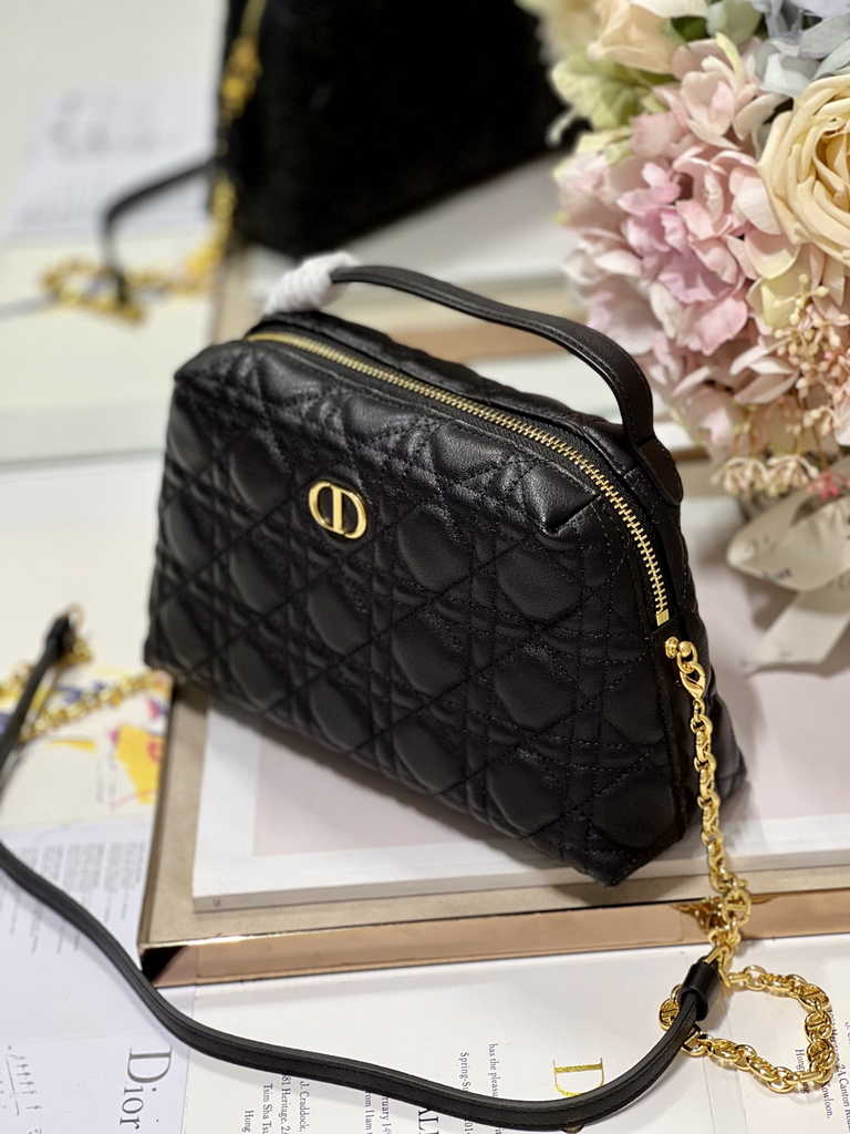 Dior Caro D-Cosy Mini Bag S2169 Black Supple Cannage Calfskin - Default Title - View 3