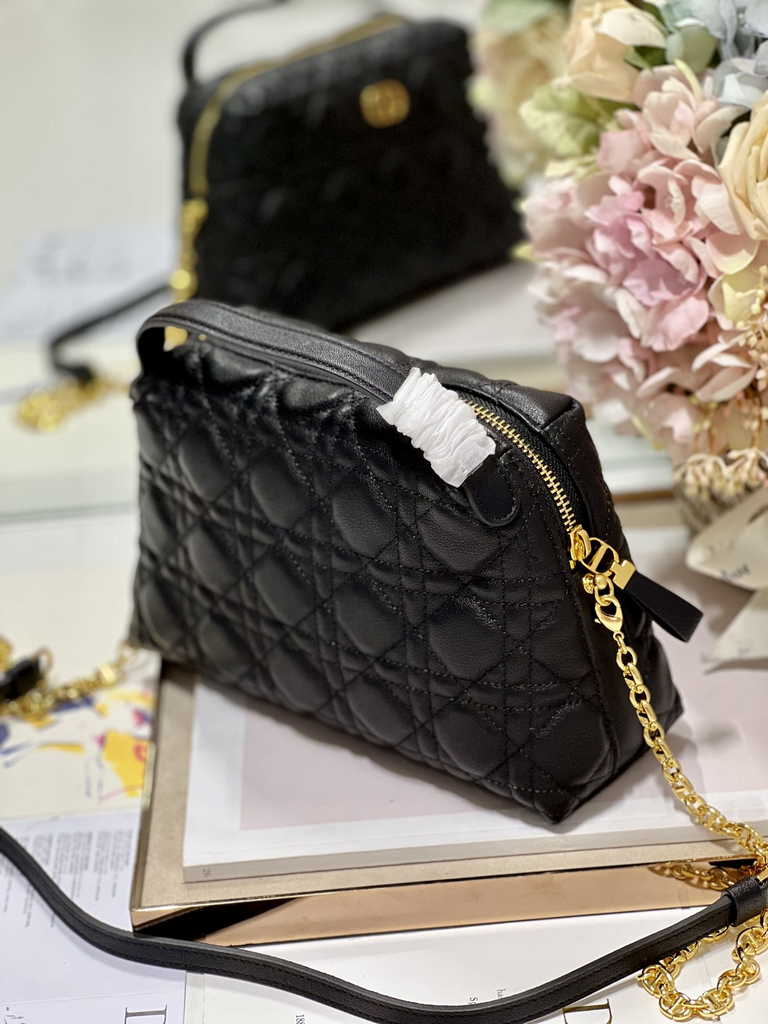 Dior Caro D-Cosy Mini Bag S2169 Black Supple Cannage Calfskin - Default Title - View 6