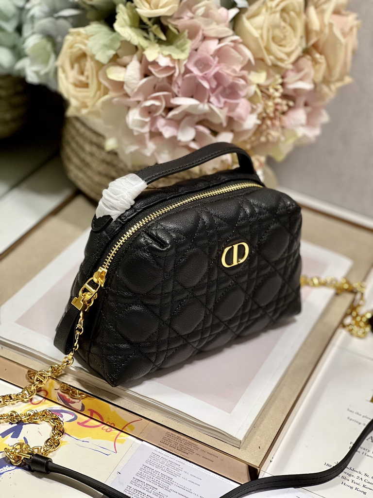 Dior Caro D-Cosy Mini Bag S5163 Black Supple Cannage Calfskin - Default Title - View 2