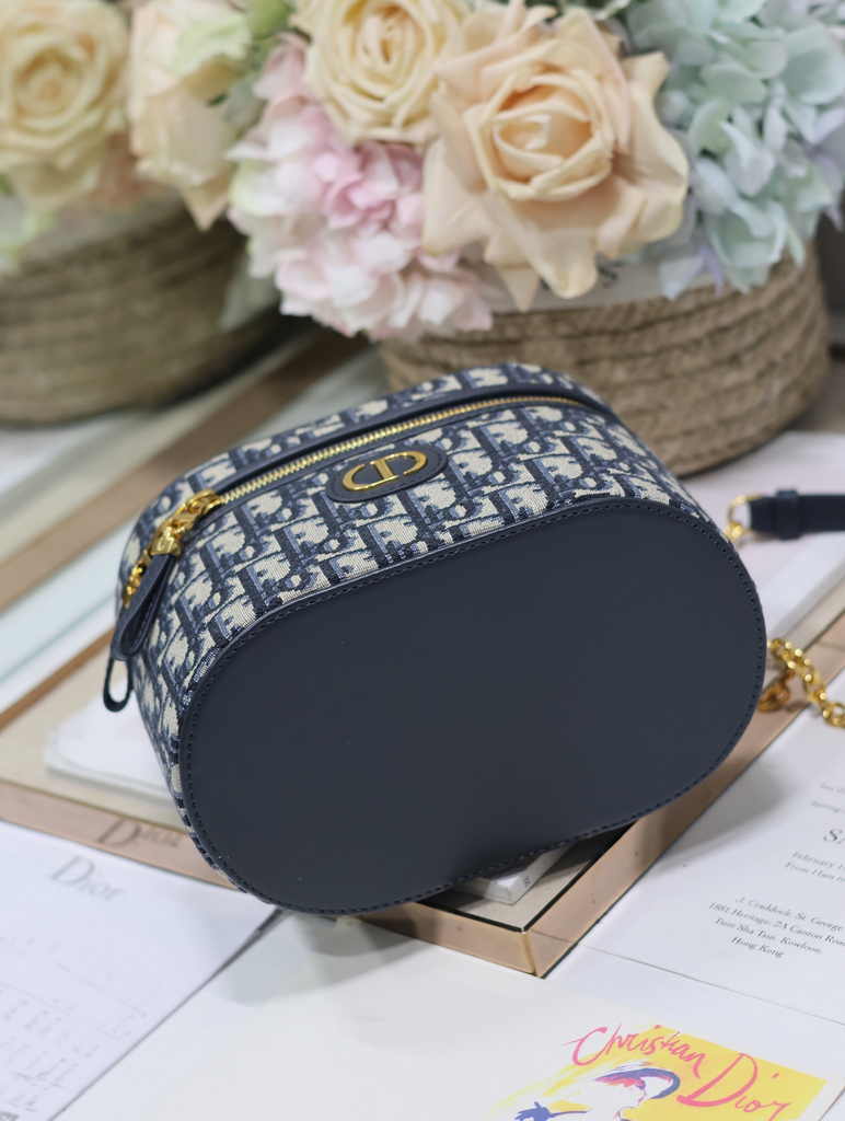 Dior Caro Small Vanity Case S5196 Blue Dior Oblique Jacquard - Default Title - View 5