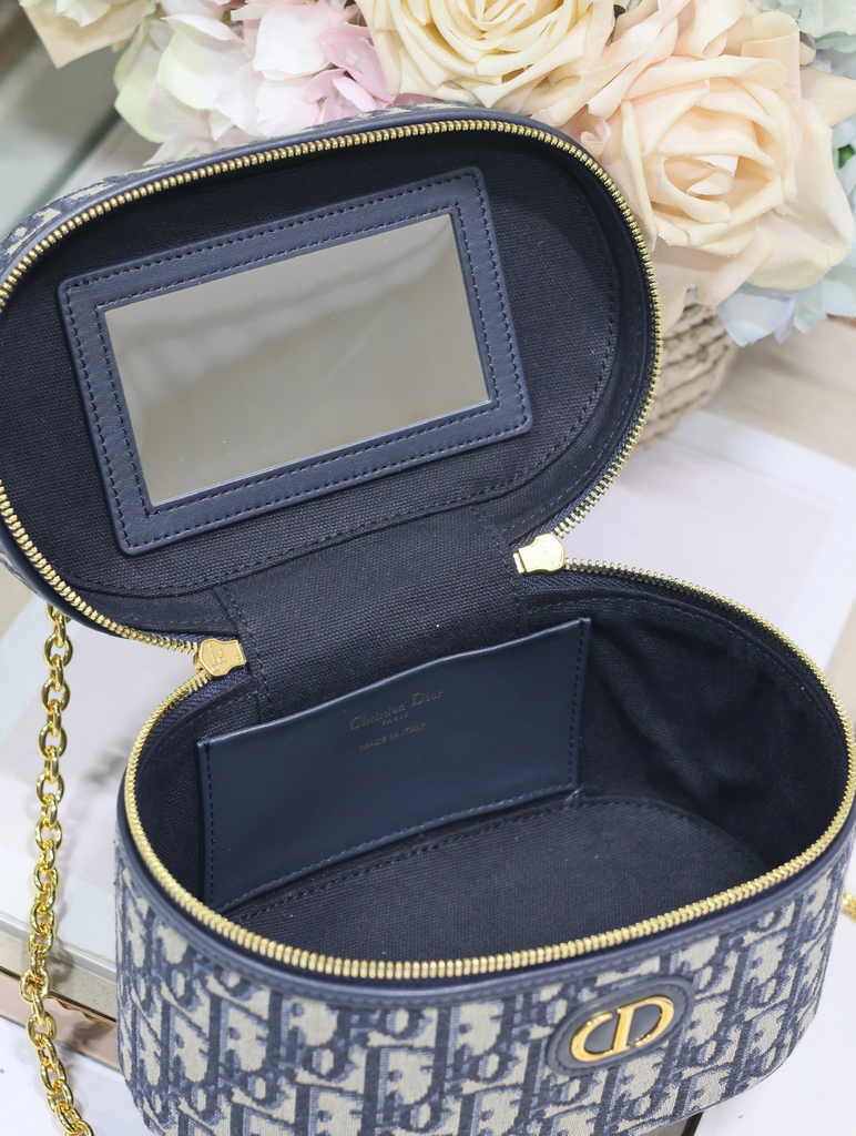 Dior Caro Small Vanity Case S5196 Blue Dior Oblique Jacquard - Default Title - View 6