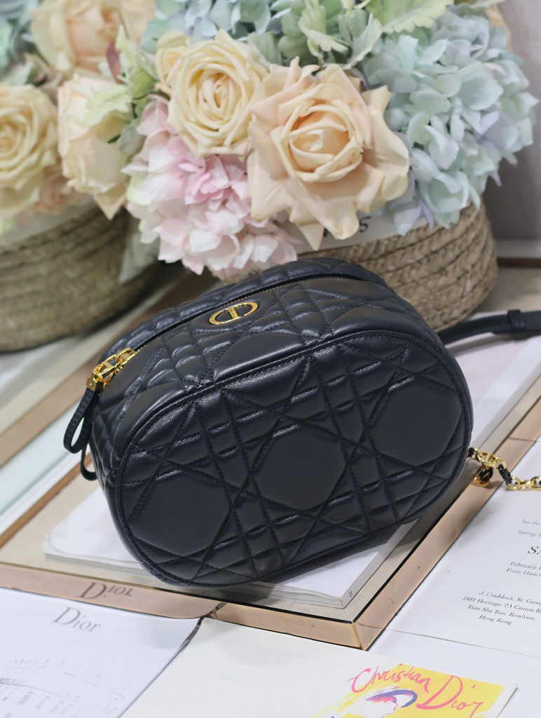 Dior Caro Small Vanity Case S5196 Black Cannage Lambskin - Default Title - View 7