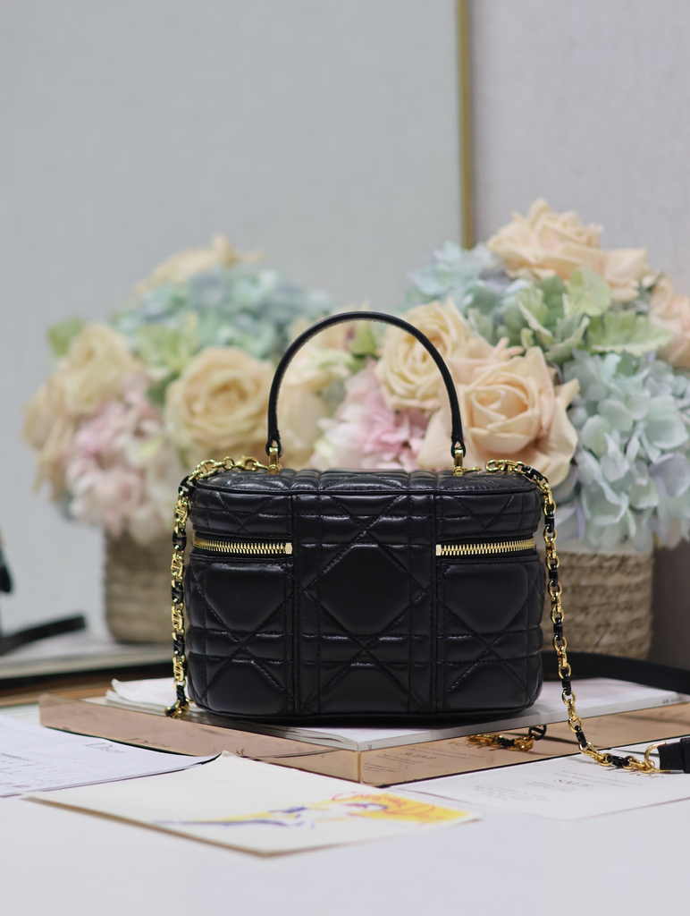 Dior Caro Small Vanity Case S5196 Black Cannage Lambskin - Default Title - View 8