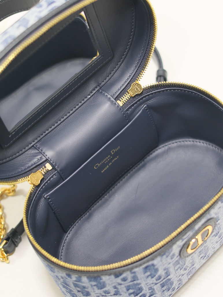 Dior Caro Small Vanity Case S5196 Blue Denim Dior Oblique Jacquard - Default Title - View 8