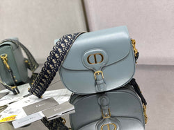 Dior Large Bobby Bag M9320 Blue Box Calfskin with Blue Oblique Strap - Default Title - View 1