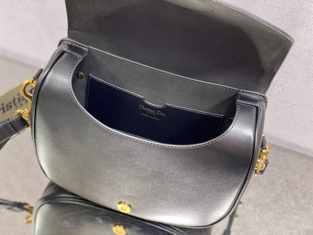Dior Large Bobby Bag M9320 Black Box Calfskin with Blue Oblique Strap - Default Title - View 8