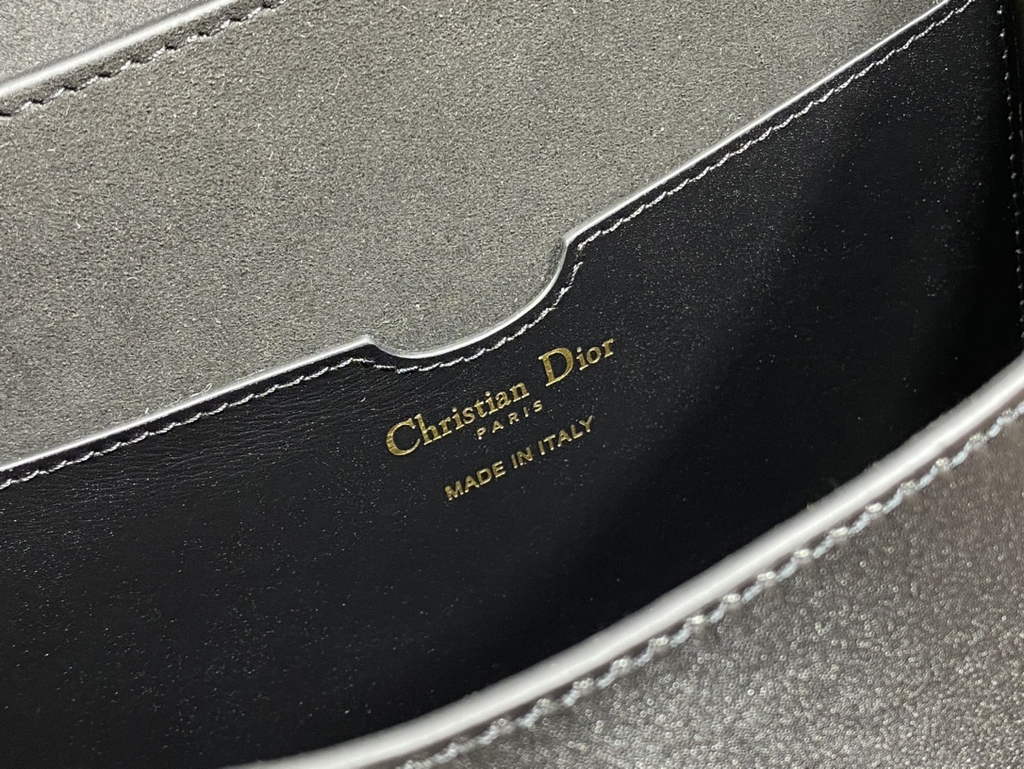 Dior Large Bobby Bag M9320 Black Box Calfskin with Blue Oblique Strap - Default Title - View 9