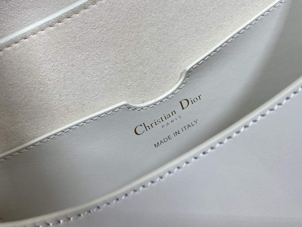 Dior Large Bobby Bag M9320 White Box Calfskin with Blue Oblique Strap - Default Title - View 9