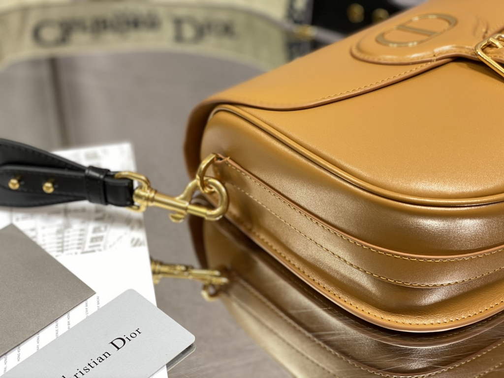 Dior Large Bobby Bag M9320 Tan Box Calfskin with Blue Oblique Strap - Default Title - View 6