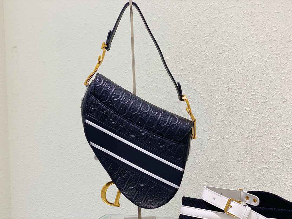 Dior M0446 Saddle Bag Black Oblique Perforated and Embossed Calfskin - Default Title - View 4