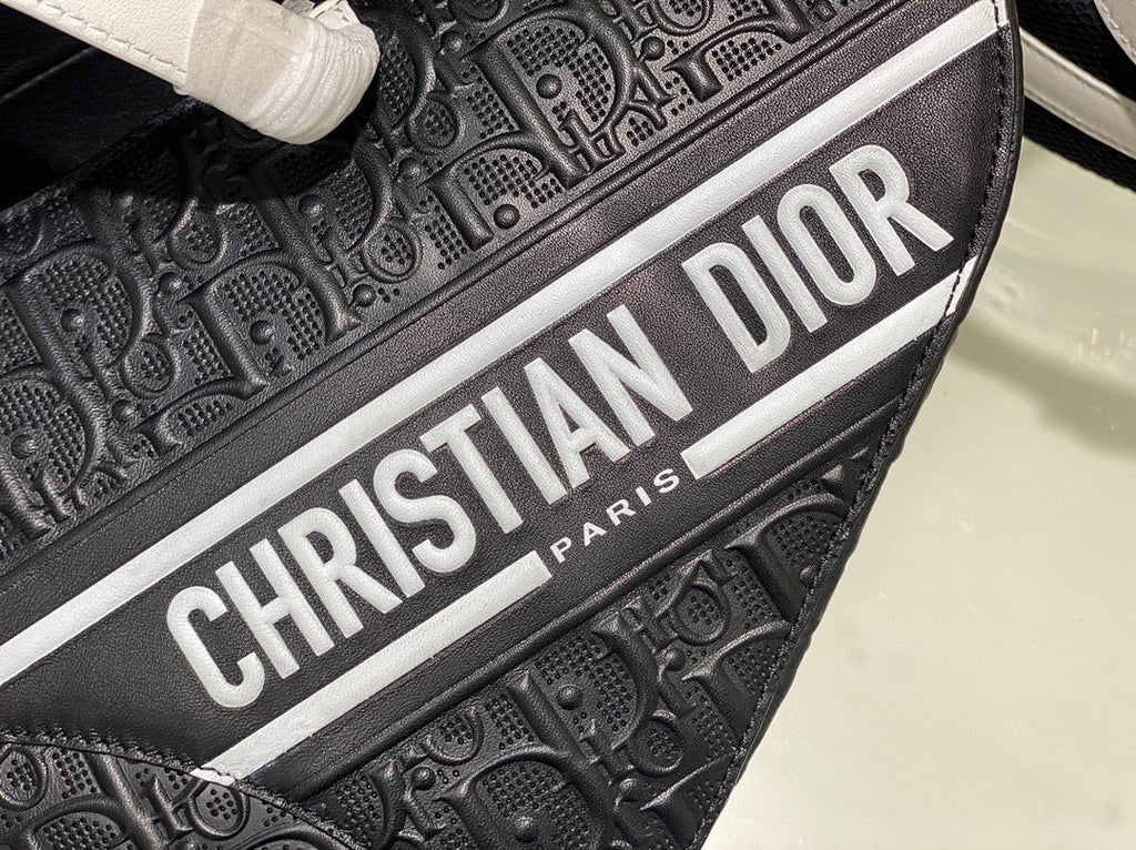 Dior M0446 Saddle Bag Black Oblique Perforated and Embossed Calfskin - Default Title - View 6