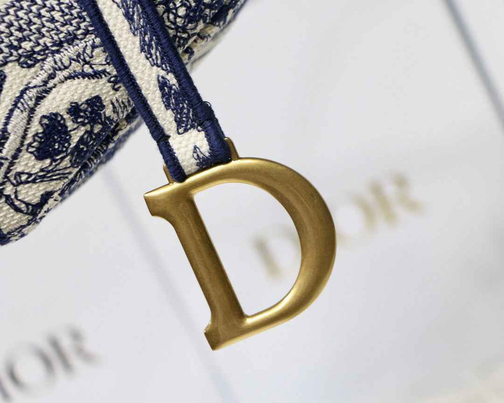 Dior M0446 Saddle Bag Blue Toile de Jouy Embroidery - Default Title - View 3