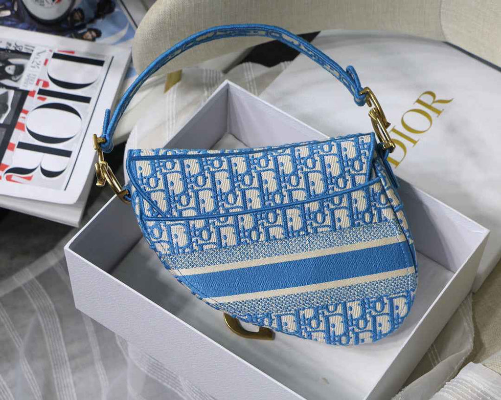 Dior M0446 Saddle Bag Burgundy Dior Oblique Jacquard Blue - Default Title - View 4