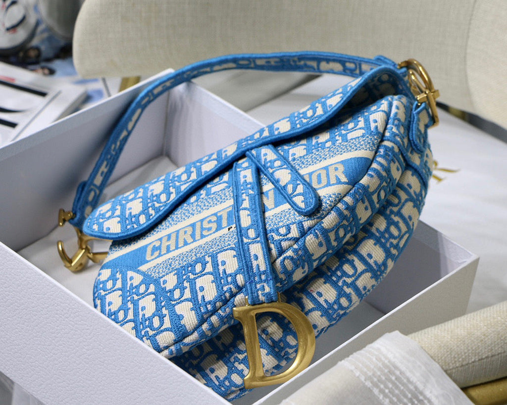 Dior M0446 Saddle Bag Burgundy Dior Oblique Jacquard Blue - Default Title - View 7