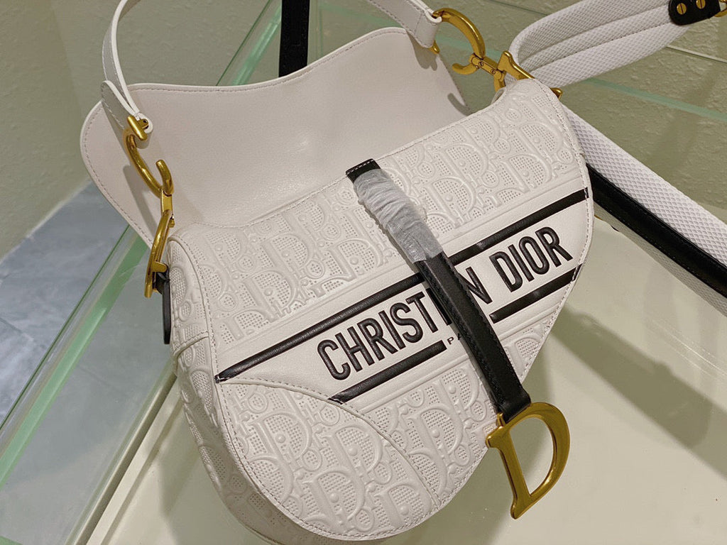 Dior M0446 Saddle Bag White and Blue Dior Oblique Perforated Calfskin - Default Title - View 7