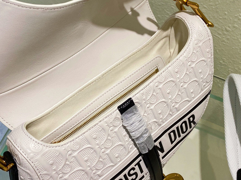 Dior M0446 Saddle Bag White and Blue Dior Oblique Perforated Calfskin - Default Title - View 9