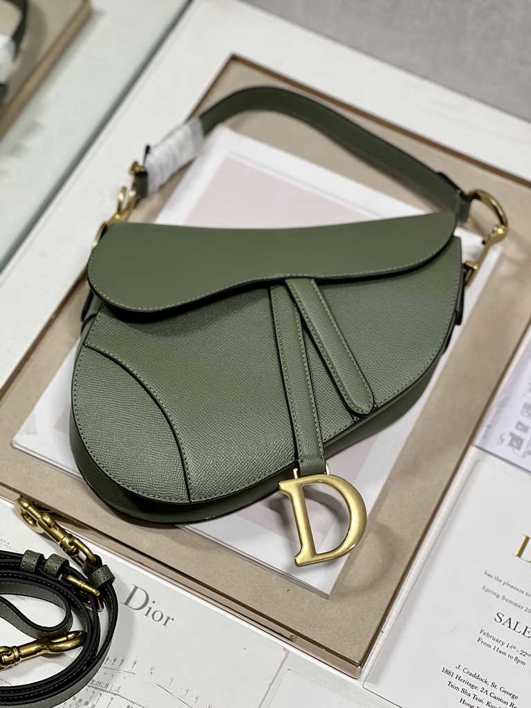 Dior M0455 Saddle Bag with Strap Dark Green Grained Calfskin - Default Title - View 2