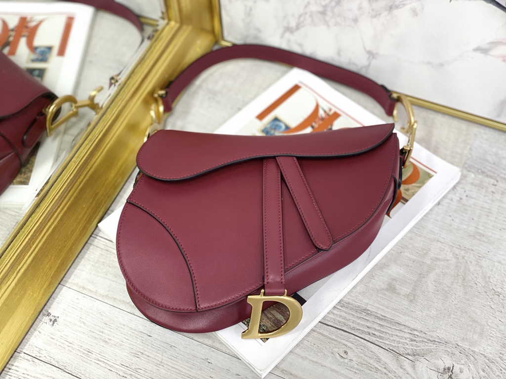 Dior M0455 Saddle Bag with Strap Wine Red Smooth Calfskin - Default Title - View 1