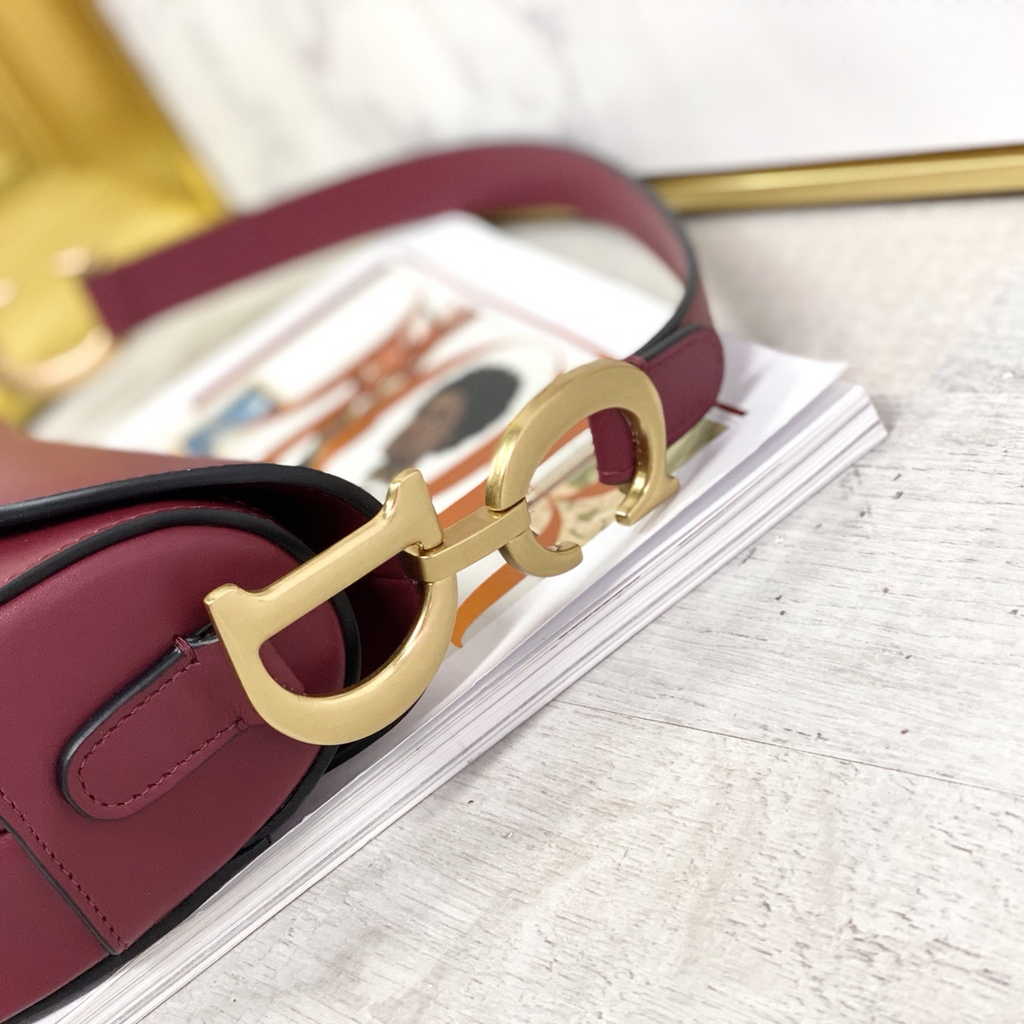 Dior M0455 Saddle Bag with Strap Wine Red Smooth Calfskin - Default Title - View 5