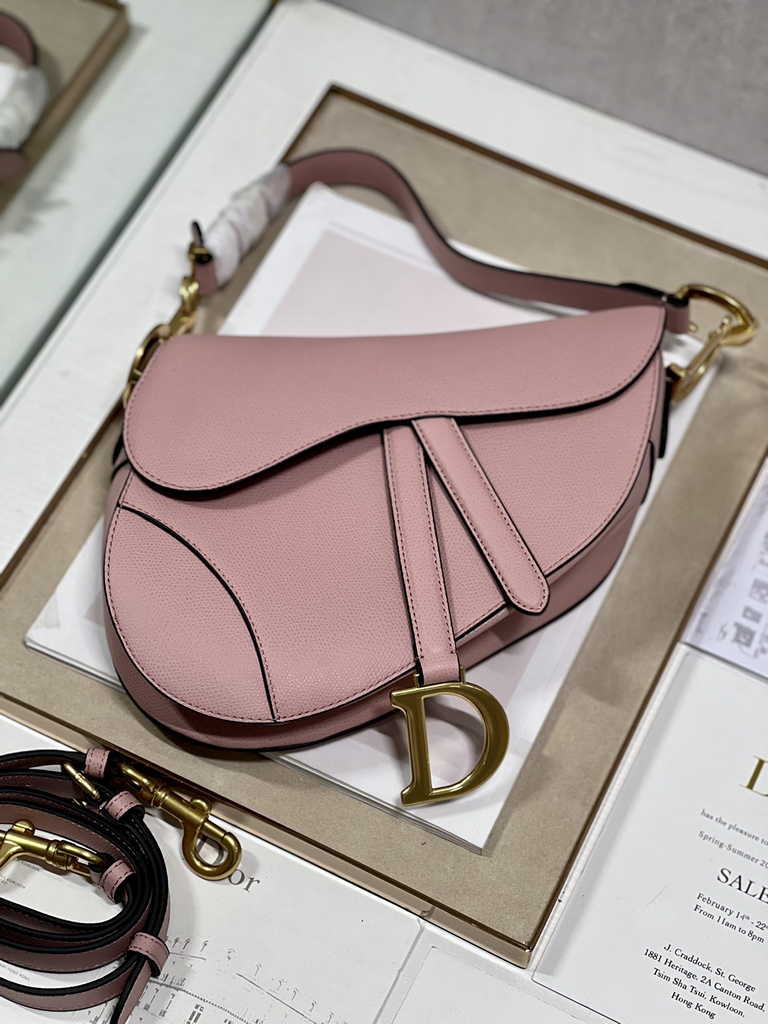 Dior M0455 Saddle Bag with Strap Dark Pink Grained Calfskin - Default Title - View 2