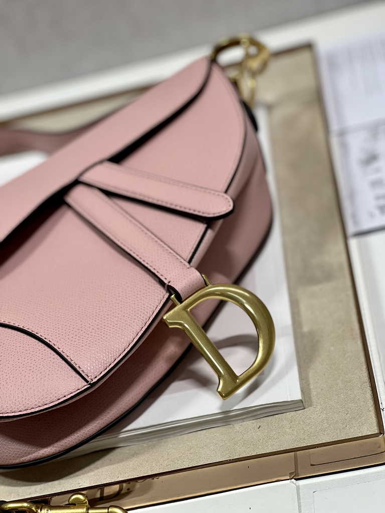 Dior M0455 Saddle Bag with Strap Dark Pink Grained Calfskin - Default Title - View 3