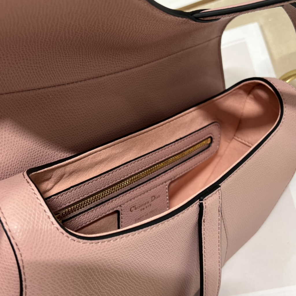 Dior M0455 Saddle Bag with Strap Dark Pink Grained Calfskin - Default Title - View 8