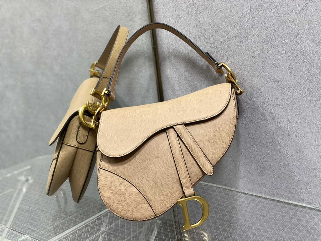 Dior M0455 Saddle Bag with Strap Dark Beige Grained Calfskin - Default Title - View 1
