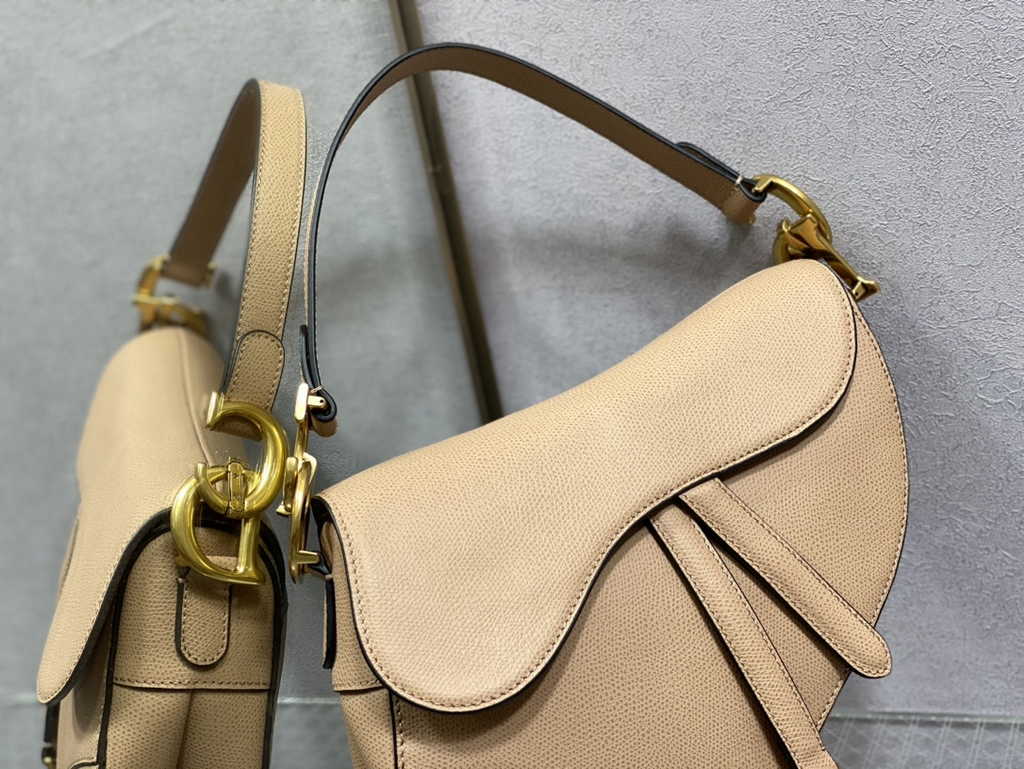 Dior M0455 Saddle Bag with Strap Dark Beige Grained Calfskin - Default Title - View 4