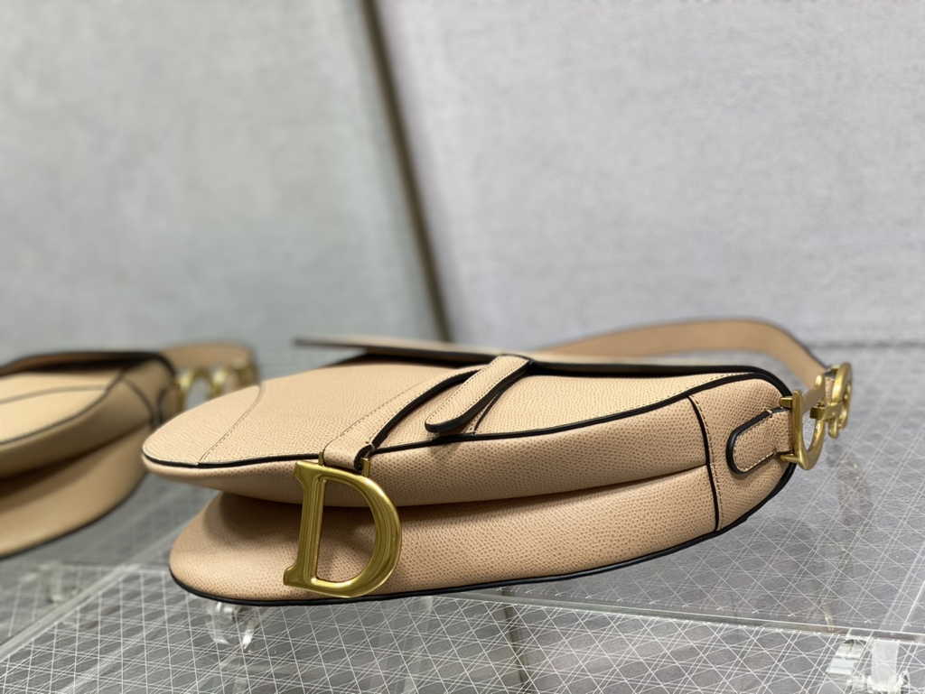 Dior M0455 Saddle Bag with Strap Dark Beige Grained Calfskin - Default Title - View 6