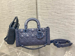 Dior M0540 Medium Lady D-Joy Bag Blue Cannage Calfskin with Diamond Motif - Default Title - View 1