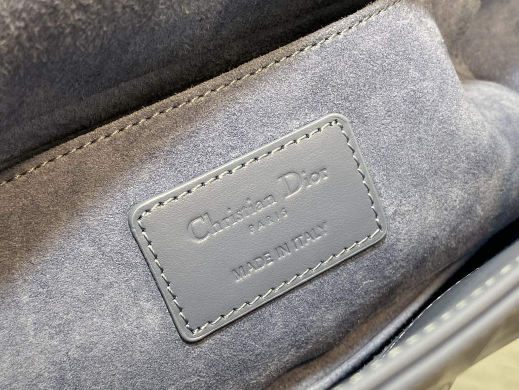 Dior M0540 Medium Lady D-Joy Bag Blue Cannage Calfskin with Diamond Motif - Default Title - View 9