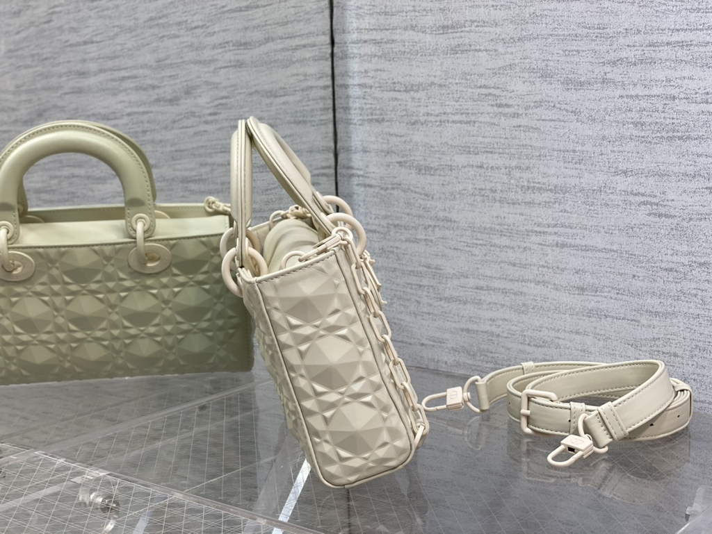 Dior M0540 Medium Lady D-Joy Bag Beige Cannage Calfskin with Diamond Motif - Default Title - View 5