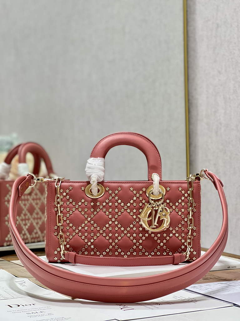 Dior M0540 Medium Lady D-Joy Bag Pink Lucky Star Cannage Lambskin - Default Title - View 1