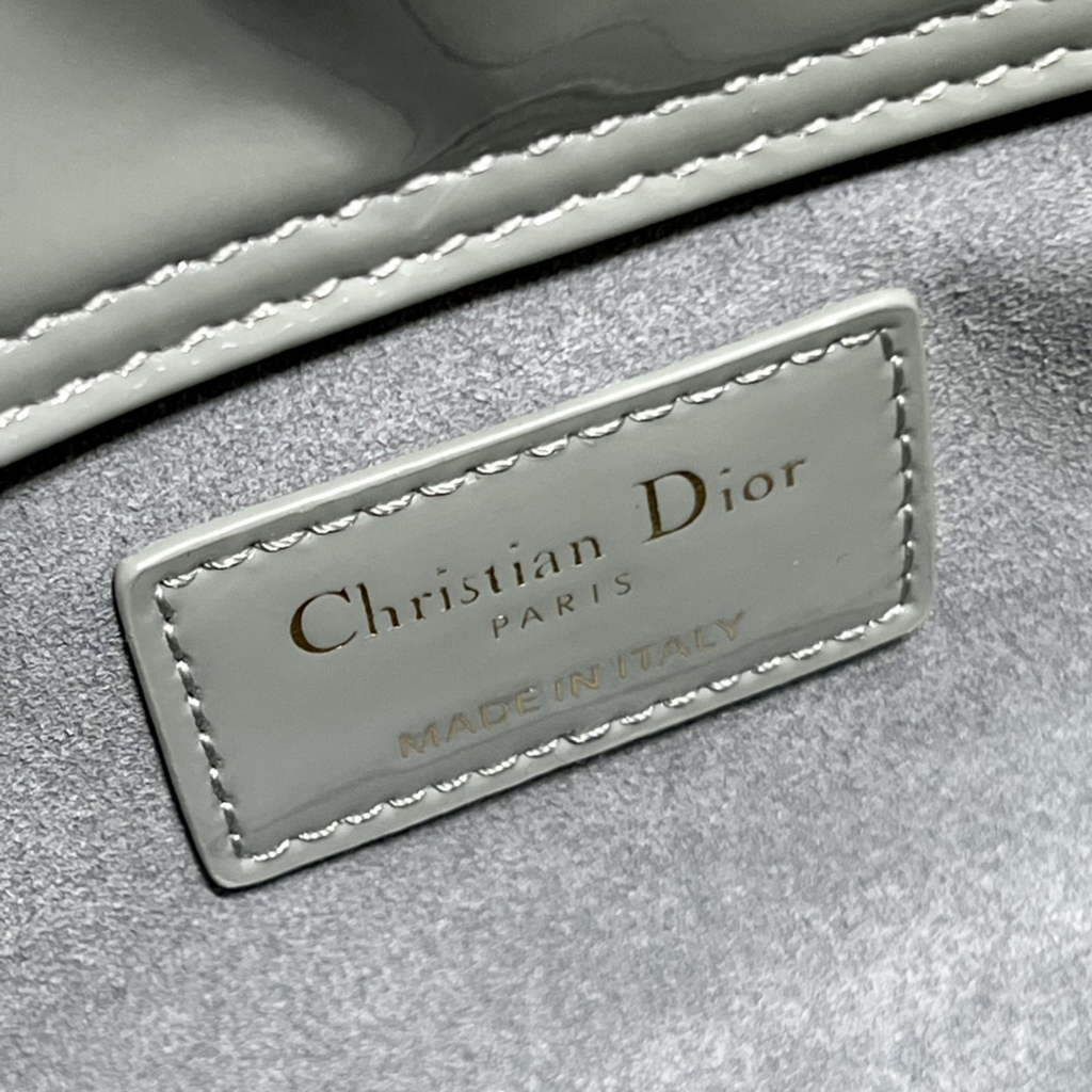 Dior M0613 Small Lady D-Joy Bag Gray Patent Cannage Calfskin - Default Title - View 9