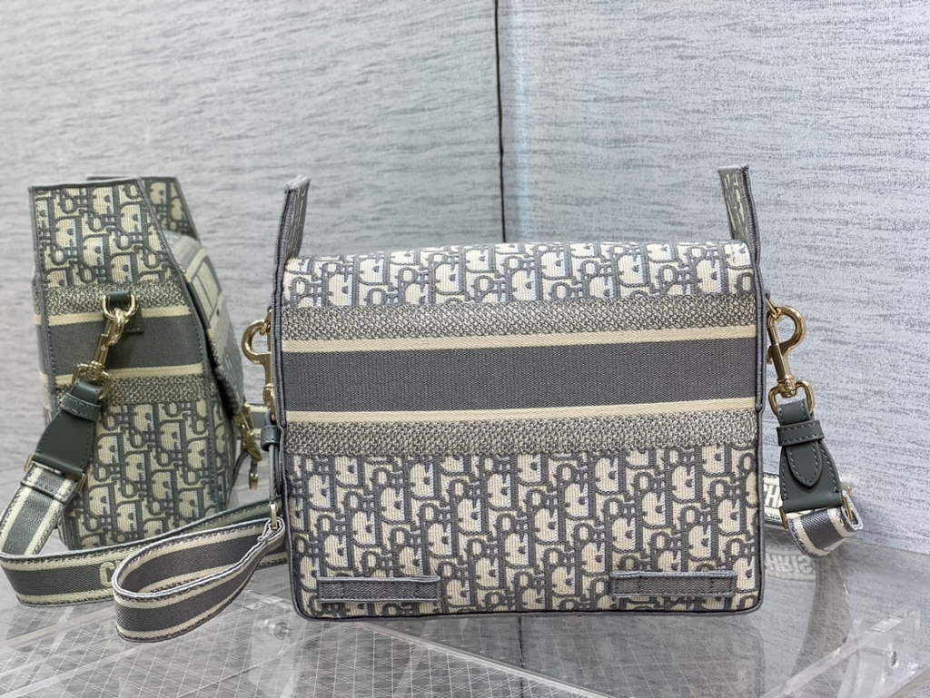 Dior M1240 Medium Diorcamp Bag Gray Oblique Embroidery - Default Title - View 6
