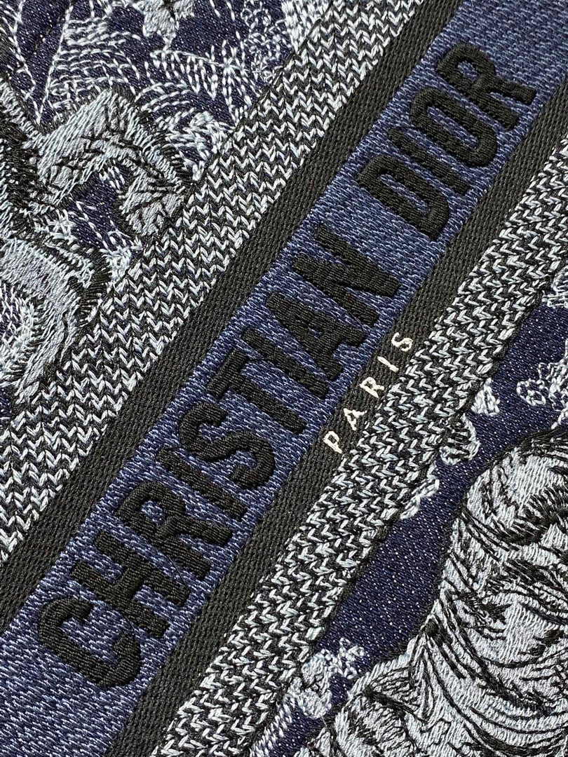 Dior Small Book Tote M1265 Navy Blue Toile de Jouy Embroidery - Default Title - View 8