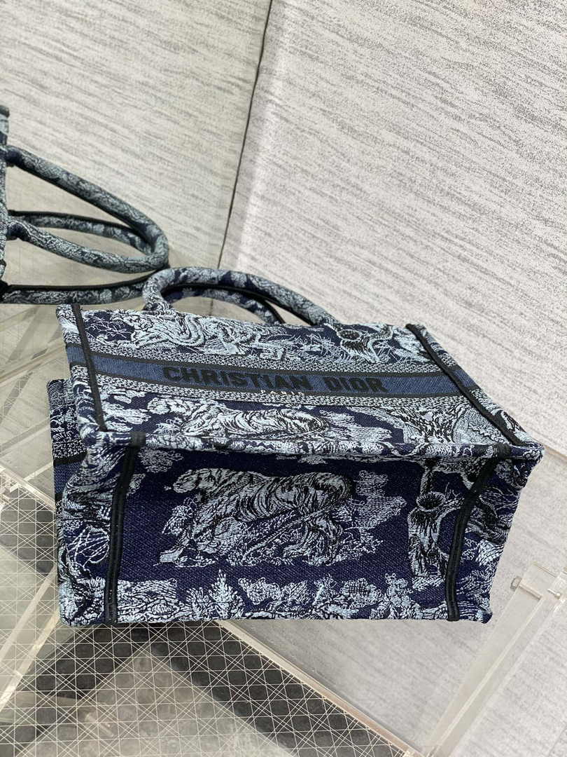 Dior Small Book Tote M1265 Navy Blue Toile de Jouy Embroidery - Default Title - View 4