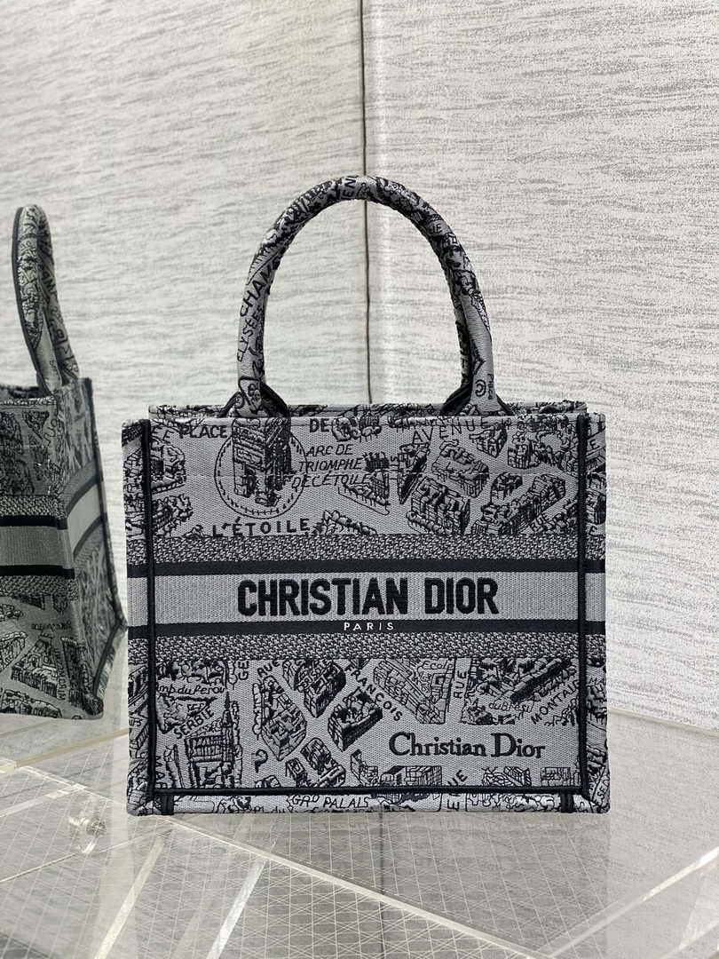 Dior Small Book Tote M1265 Toile de Jouy Embroidery M3536 - Default Title - View 1