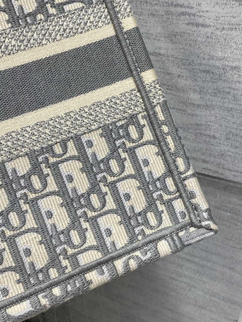 Dior Small Book Tote M1265 Ecru and Gray Dior Oblique Embroidery - Default Title - View 7