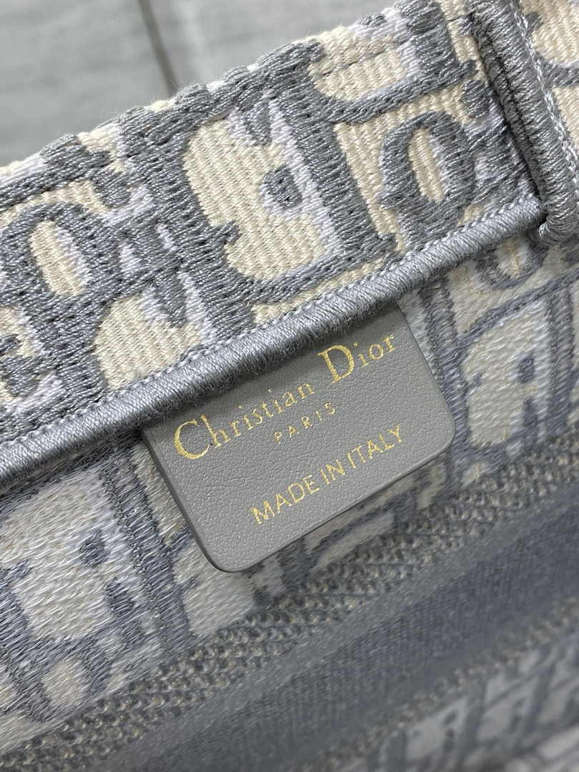 Dior Small Book Tote M1265 Ecru and Gray Dior Oblique Embroidery - Default Title - View 6