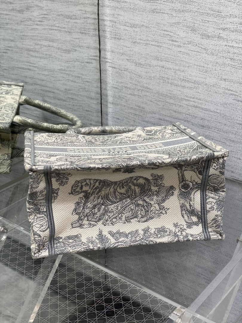 Dior Small Book Tote M1265 Gray Toile de Jouy Embroidery - Default Title - View 4