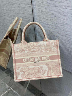 Dior Small Book Tote M1265 Pink Toile de Jouy Embroidery - Default Title - View 1