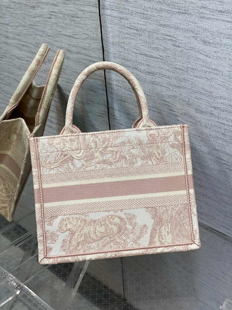 Dior Small Book Tote M1265 Pink Toile de Jouy Embroidery - Default Title - View 2