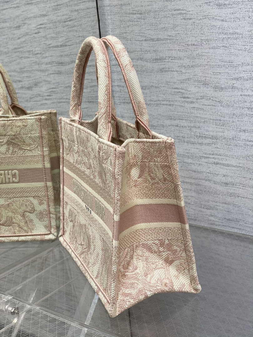 Dior Small Book Tote M1265 Pink Toile de Jouy Embroidery - Default Title - View 3