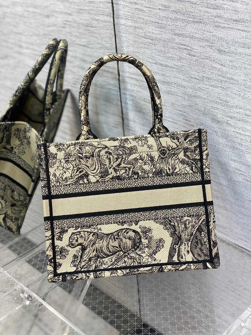 Dior Small Book Tote M1265 Beige Toile de Jouy Embroidery - Default Title - View 2