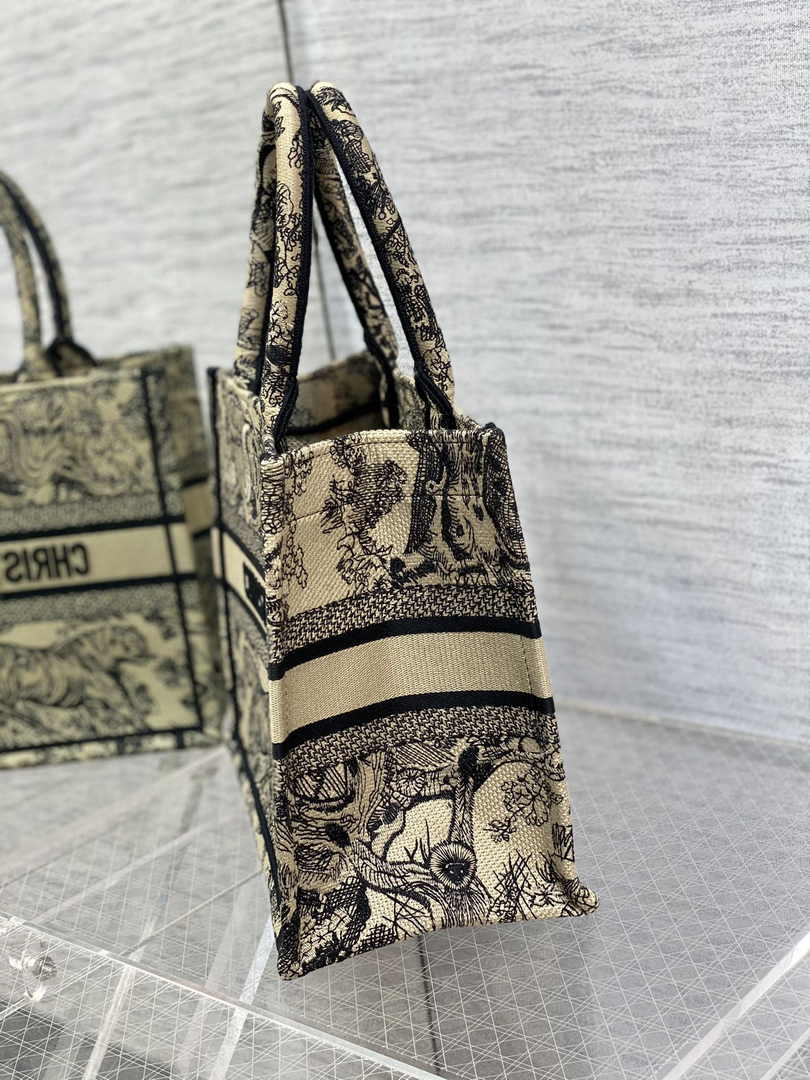 Dior Small Book Tote M1265 Beige Toile de Jouy Embroidery - Default Title - View 3